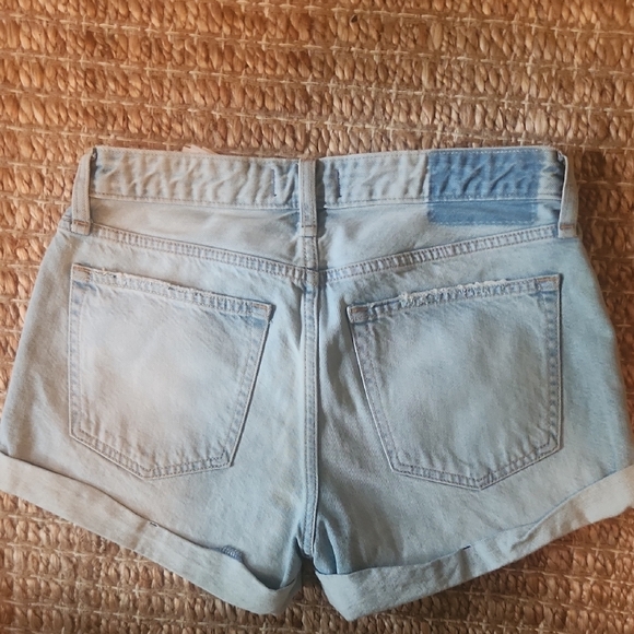 Blue Jean Shorts with Distressed Raw Hem - Picture 4 of 6